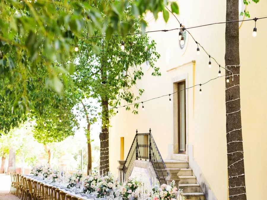 wedding reception long tables decor estoi palace