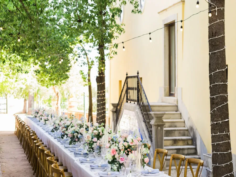 wedding reception long tables decor estoi palace