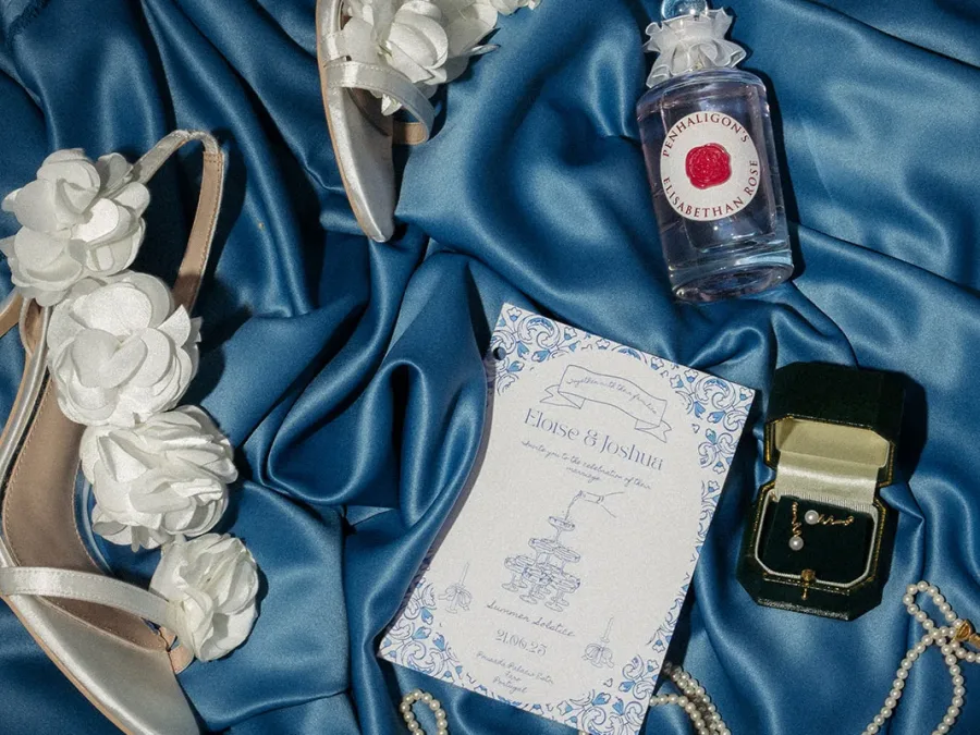 bridal accessories for a wedding in a palace