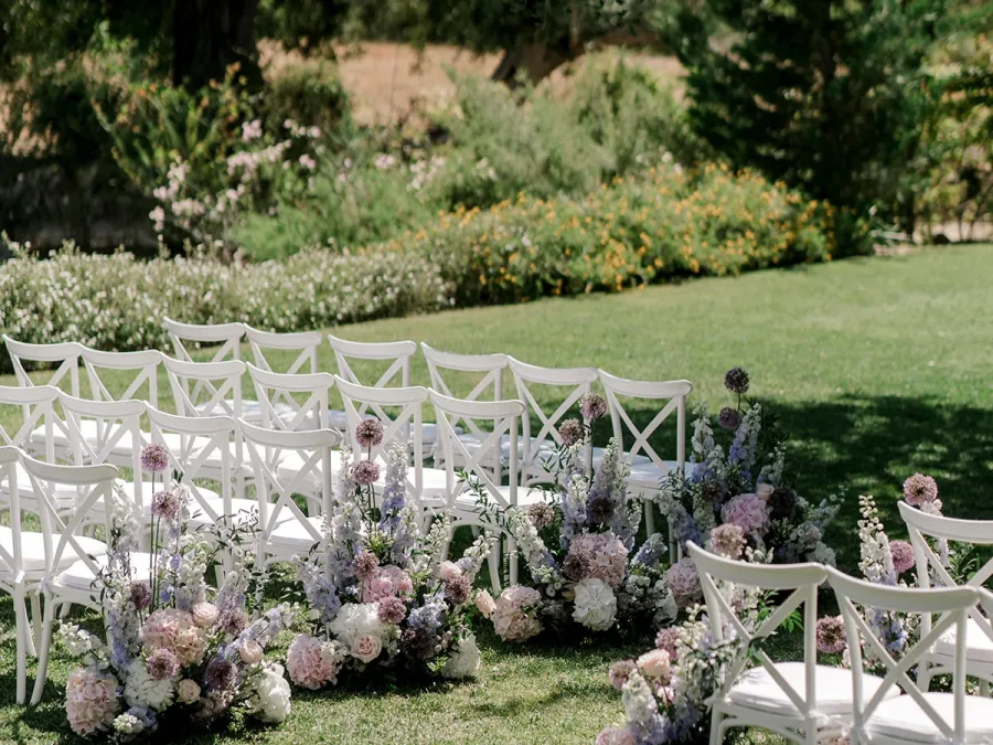 wedding ceremony decor with pastel flowers romatic timeless