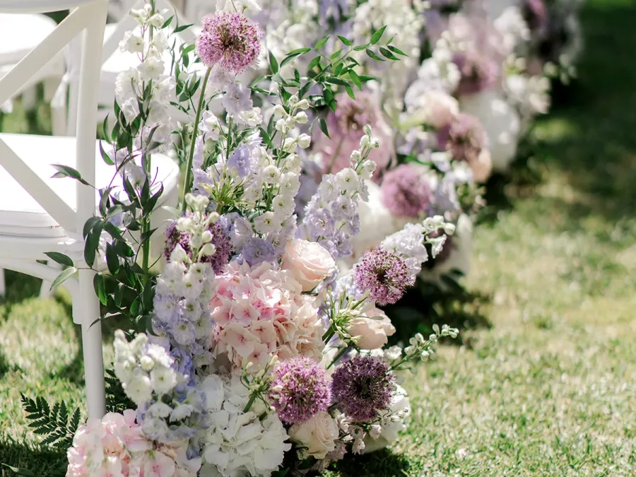 wedding ceremony decor with pastel flowers romatic timeless