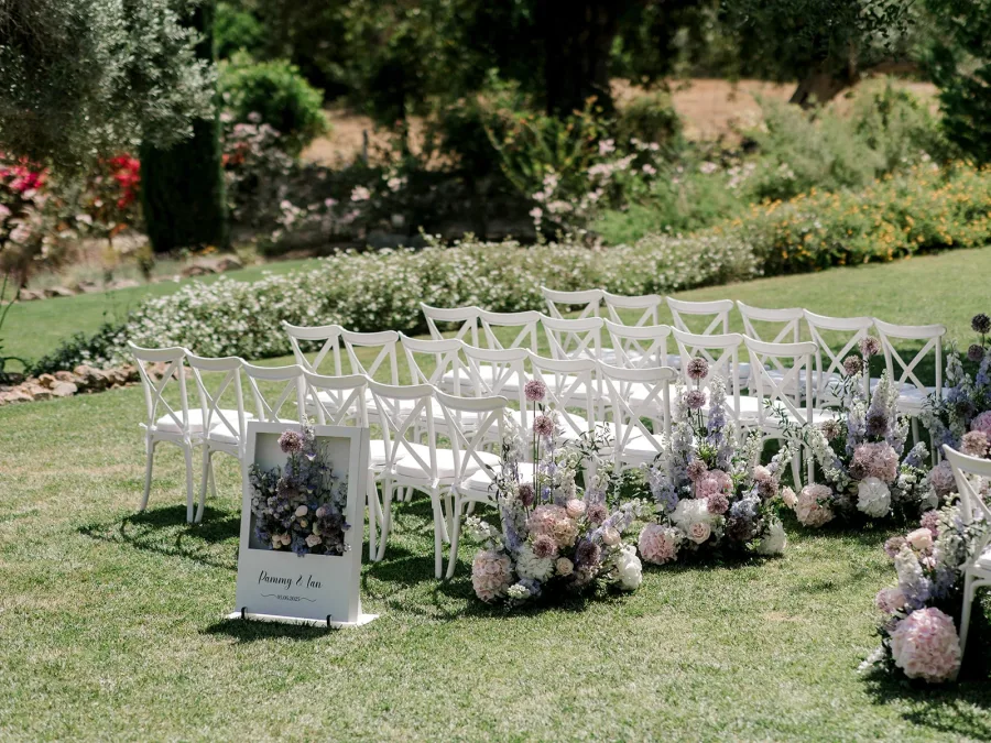 wedding ceremony decor with pastel flowers romatic timeless
