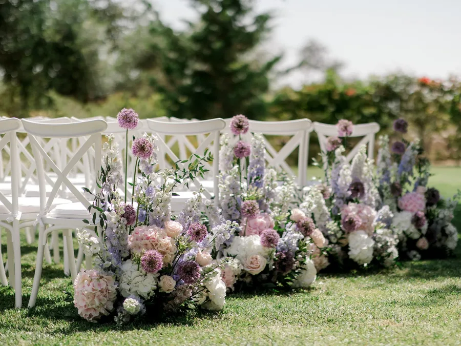 wedding ceremony decor with pastel flowers romatic timeless