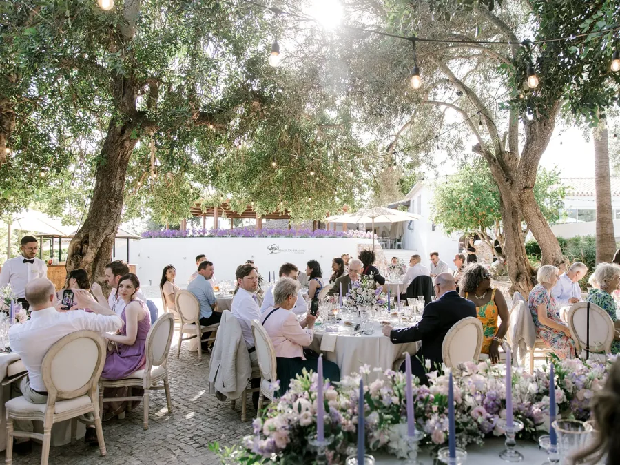 wedding reception decor with pastel flowers romatic timeless at monte do serrinho algarve