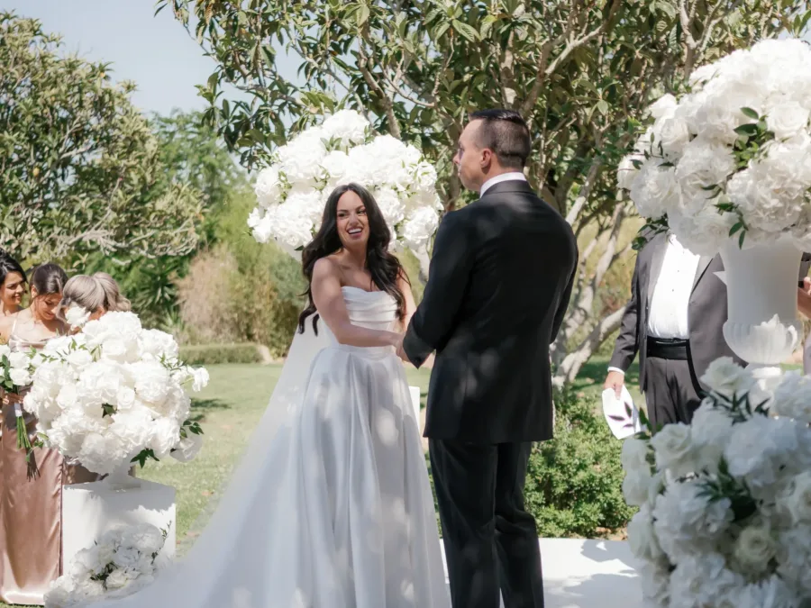 bride and groom at the altar on their wedding solar paço algarve