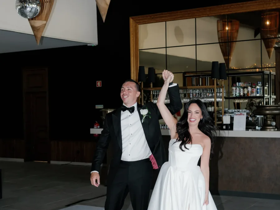 bride and groom first dance at algarve wedding venue